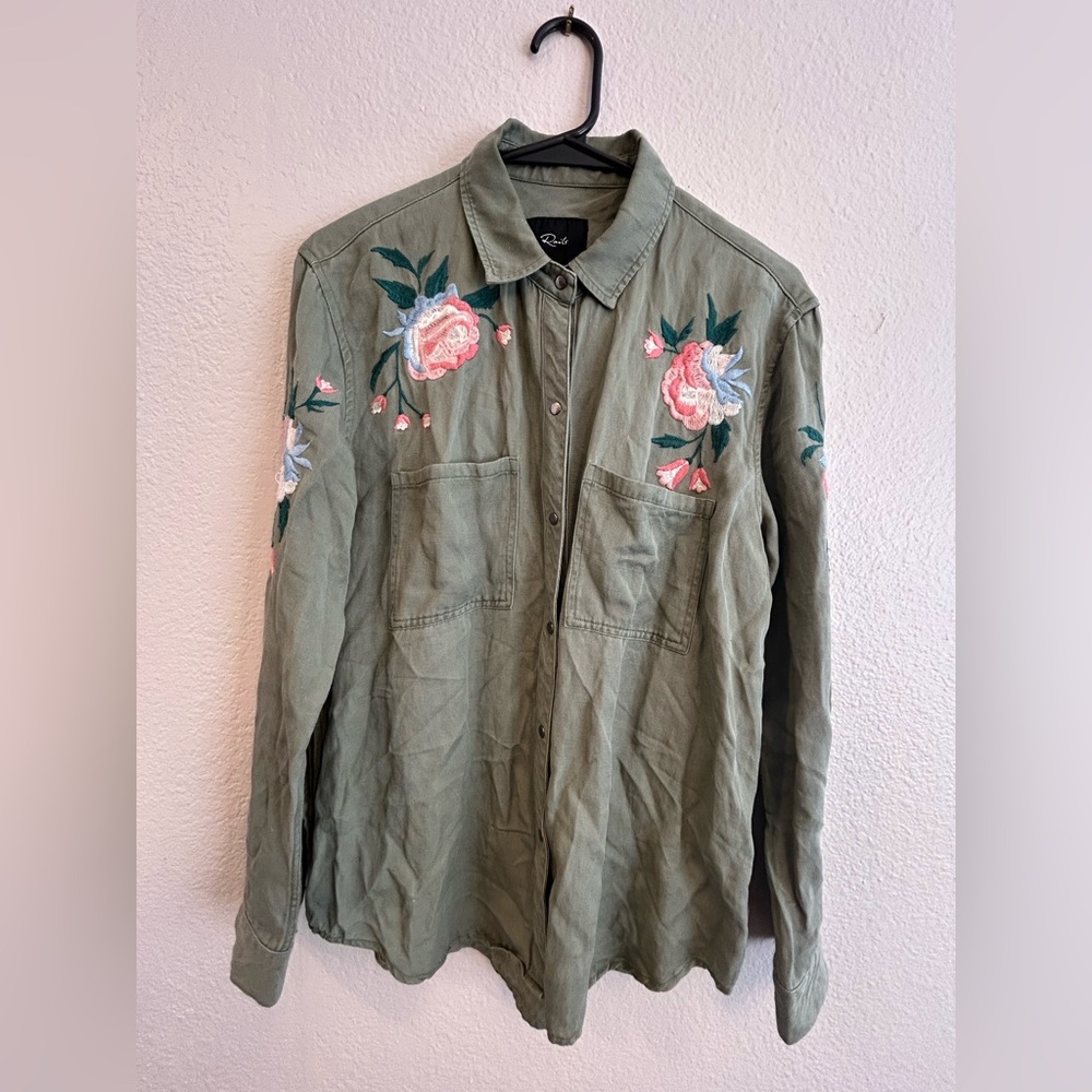 Rails Olive Green Floral Utility shirt